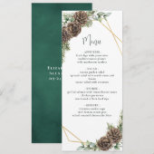 Waterverf Evergreen Pine Cone Winter Wedding Menu Kaart (Voorkant / Achterkant)