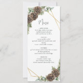 Waterverf Evergreen Pine Cone Winter Wedding Menu Kaart (Voorkant)