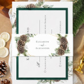 Waterverf Evergreen Pine Cone Winter Wedding Uitnodigingen Wikkel
