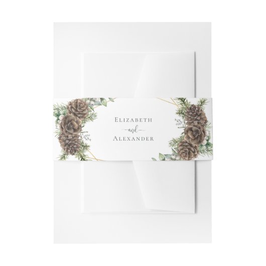 Waterverf Evergreen Pine Cone Winter Wedding Uitnodigingen Wikkel (Voorkant Voorbeeld)