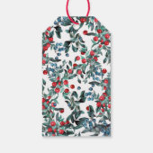 Waterverf Evergreen Red Blue Berries Wreath Cadeaulabel (Achterkant)