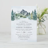 Waterverf Evergreen Rustic Tree Wedding Kaart (Staand voorkant)
