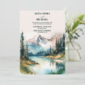 Waterverf Evergreen Rustic Tree Wedding Kaart (Staand voorkant)