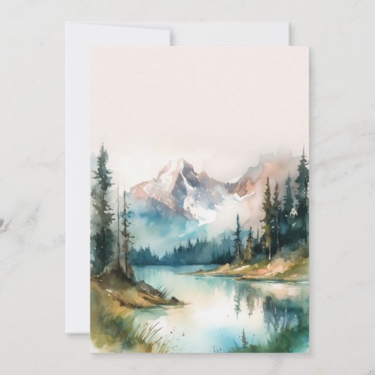 Waterverf Evergreen Rustic Tree Wedding Kaart (Achterkant)