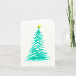 Waterverf Evergreen Tree-kerstboom Feestdagen Kaart