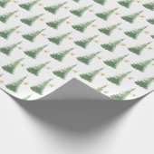 Waterverf Evergreen Tree met Gold Stars Cadeaupapier (Hoek)