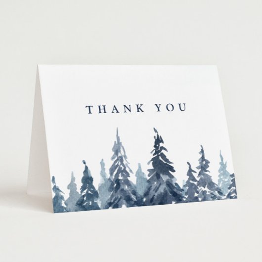 Waterverf Evergreen Trees Bruiloft Dank u Bedankkaart