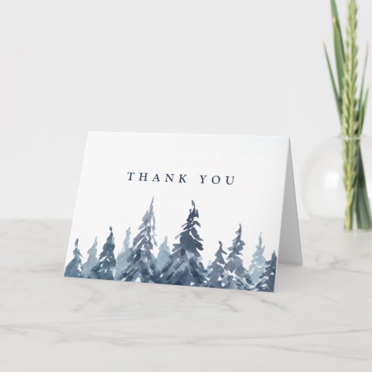 Waterverf Evergreen Trees Bruiloft Dank u Bedankkaart (Voorkant)