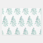 Waterverf Evergreen Trees Brushstrokes 3 Inpakpapier Vel (Voorkant 3)