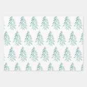 Waterverf Evergreen Trees Brushstrokes 3 Inpakpapier Vel (Voorkant 2)