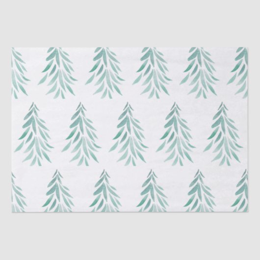 Waterverf Evergreen Trees Brushstrokes 3 Tissuepapier (Voorkant)