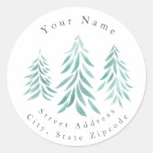 Waterverf Evergreen Trees Brushstrokes Labels (Voorkant)