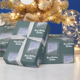 Waterverf Evergreen Trees Groet Naam Cadeaupapier