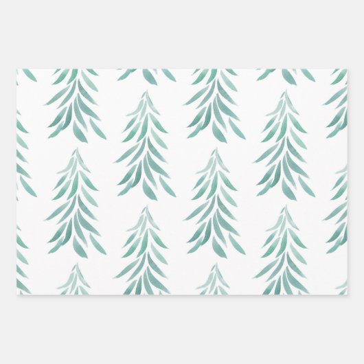 Waterverf Evergreen Trees Inpakpapier Vel (Voorkant 2)