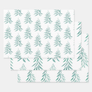 Waterverf Evergreen Trees Inpakpapier Vel