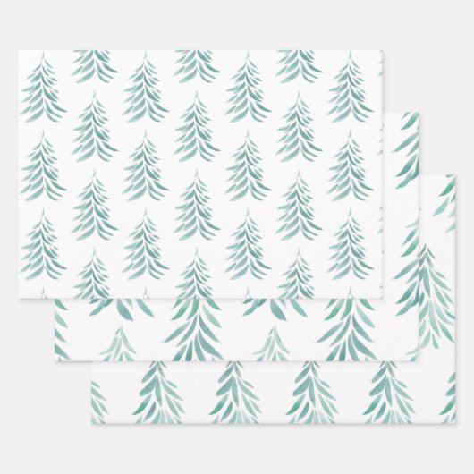 Waterverf Evergreen Trees Inpakpapier Vel (Set)