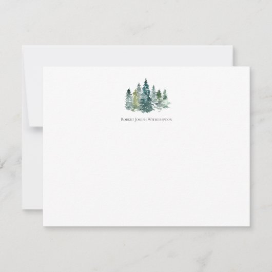 Waterverf Evergreen Trees - Kaart voor persoonlijk (Voorkant)