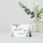 Waterverf Evergreen Winter Forest Hartelijk dank Informatiekaartje (Staand voorkant)
