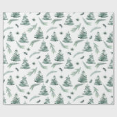 Waterverf Evergreen Winter Greenery Cadeaupapier (Vlak)