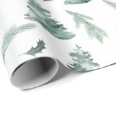 Waterverf Evergreen Winter Greenery Cadeaupapier (Rol Hoek)