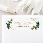 Waterverf Evergreens Gold Lijst Kerstmis Etiket (Insitu)