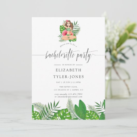 Waterverf Exotic Aloha Luau Bachelorette Party Kaart (Staand voorkant)
