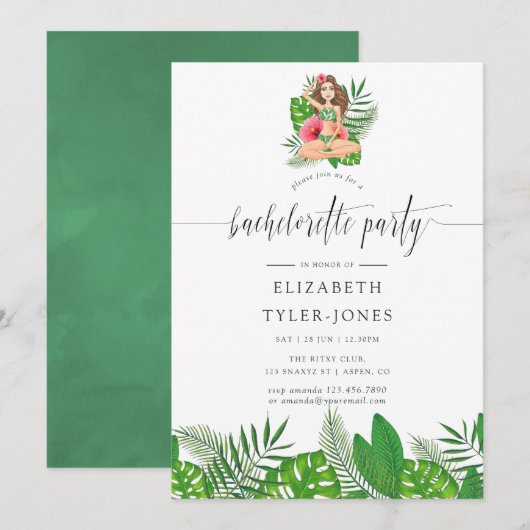Waterverf Exotic Aloha Luau Bachelorette Party Kaart (Voorkant / Achterkant)