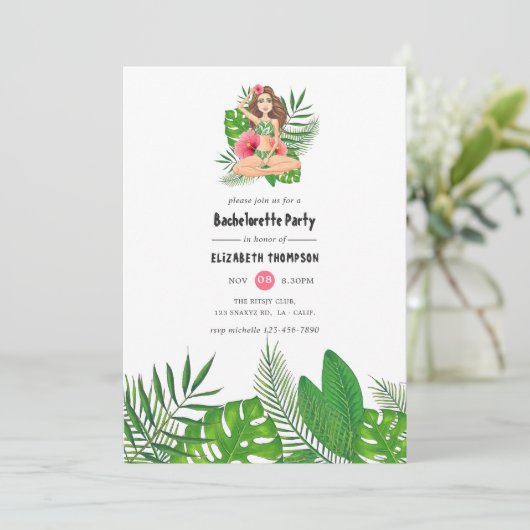 Waterverf Exotic Aloha Luau Bachelorette Weekend Kaart (Staand voorkant)