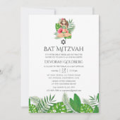 Waterverf Exotic Aloha Luau Bat Mitzvah Kaart (Voorkant)