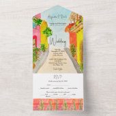 Waterverf Exotic Bird Lush Garden Wedding All In One Uitnodiging (Binnen)