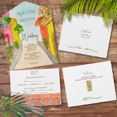 Waterverf Exotic Bird Lush Garden Wedding All In One Uitnodiging