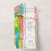 Waterverf Exotic Bird weelderige Caribische bruilo All In One Uitnodiging (Binnen)