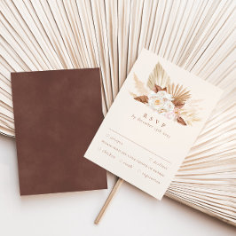 Waterverf Exotic Terracotta Flowers & Pampas Gras RSVP Kaartje