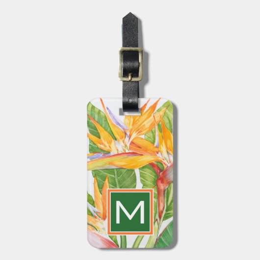 Waterverf exotische bloemen bagagelabel (Voorkant verticaal)