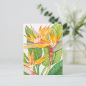 Waterverf exotische bloemen briefkaart (Staand voorkant)