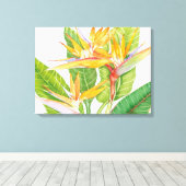 Waterverf exotische bloemen canvas afdruk (Insitu (Houten vloer))