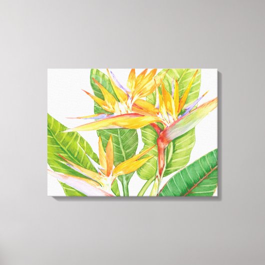 Waterverf exotische bloemen canvas afdruk (Voorkant)