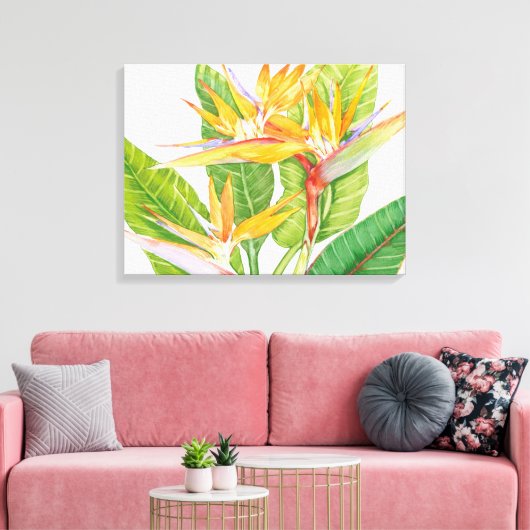 Waterverf exotische bloemen canvas afdruk (Insitu (Woonkamer))