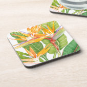 Waterverf exotische bloemen drankjes onderzetter (Linkerzijde)