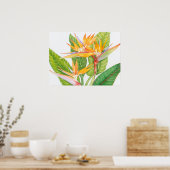 Waterverf exotische bloemen poster (Keuken)