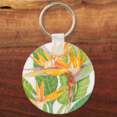 Waterverf exotische bloemen sleutelhanger (Voorkant)