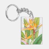 Waterverf exotische bloemen sleutelhanger (Voorkant Links)