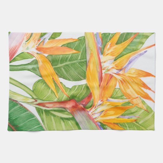 Waterverf exotische bloemen theedoek (Horizontaal)