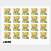 Waterverf exotische bloemen vierkante sticker (Vel)