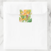 Waterverf exotische bloemen vierkante sticker (Tas)