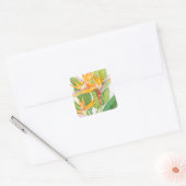 Waterverf exotische bloemen vierkante sticker (Envelop)