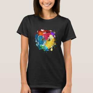 Waterverf Exotische Korthaar Kat Moeder Splat Verf T-shirt