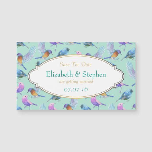 Waterverf exotische vogels met Lijst sparen de dat (Voorkant)