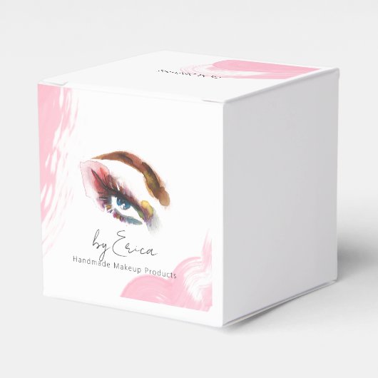 Waterverf Eye Brushstroke Blush Pink Dank u QR Bedankdoosjes (Voorkant Zijde)