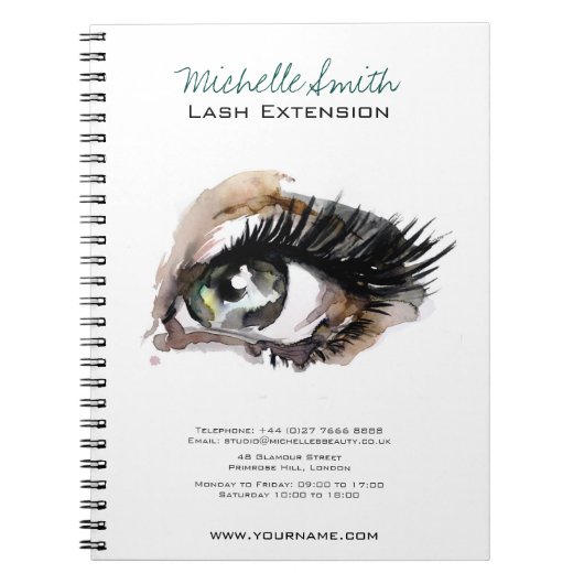 Waterverf eye Lash Extension zakelijke producten Notitieboek (Voorkant)